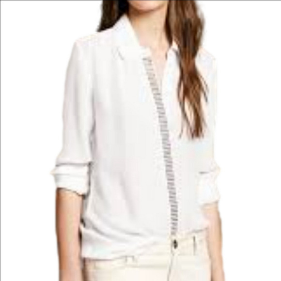 Banana Republic Heritage Studded Placket Long Sleeve Button Down Blouse Size M - Picture 1 of 14
